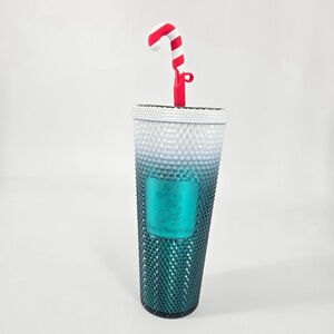 Disney Parks Starbucks Mickey Holiday Tumbler with Candy Cane Straw – 24oz – NWT